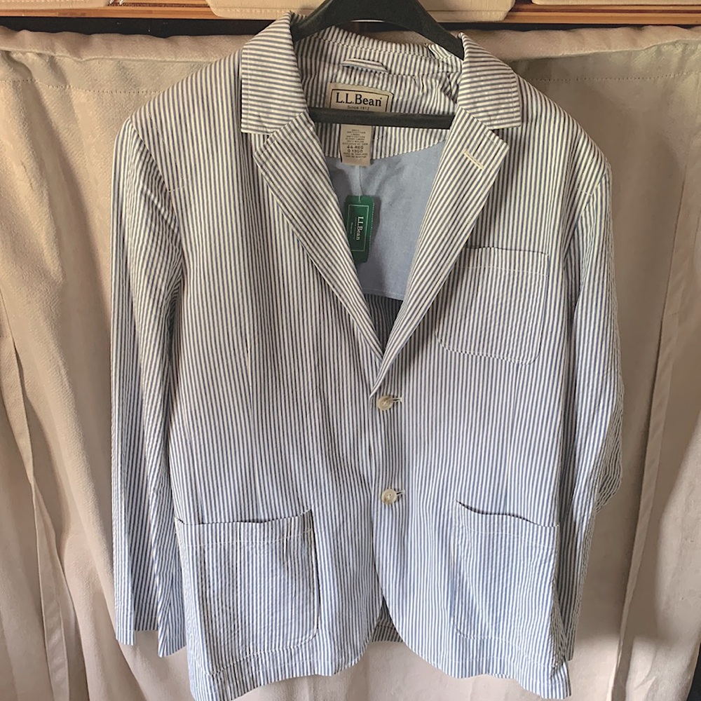 Men’s seersucker blazer. L.L Bean 44-Reg - 100% Cotton